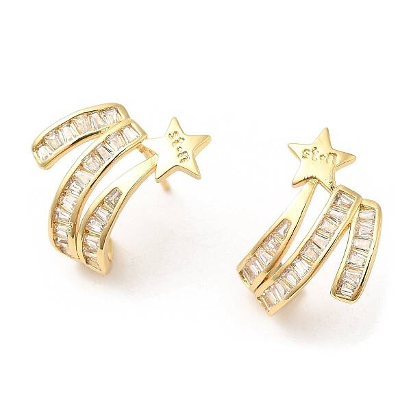 Cubic Zirconia Star Stud Earrings