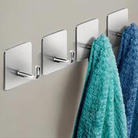 Modern Wall Mounted Sticky Hook, 4pcs/set Heavy Duty Adhesive Towel Hook, Stainless Steel Sticky Hooks for Bathroom Kitchen B...