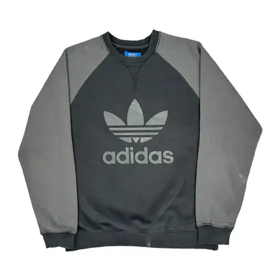 Adidas Spellout Sweatshirt - Large Grey Cotton Blend
