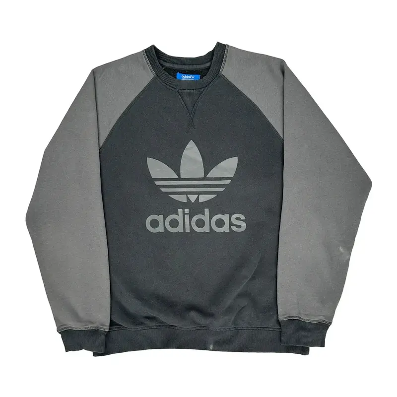 Adidas Spellout Sweatshirt - Large Grey Cotton Blend
