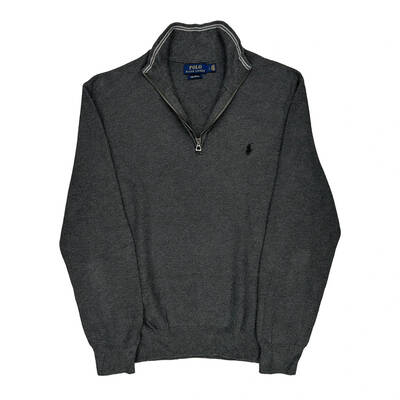Polo By Ralph Lauren 1/4 Zip - Large Grey Cotton