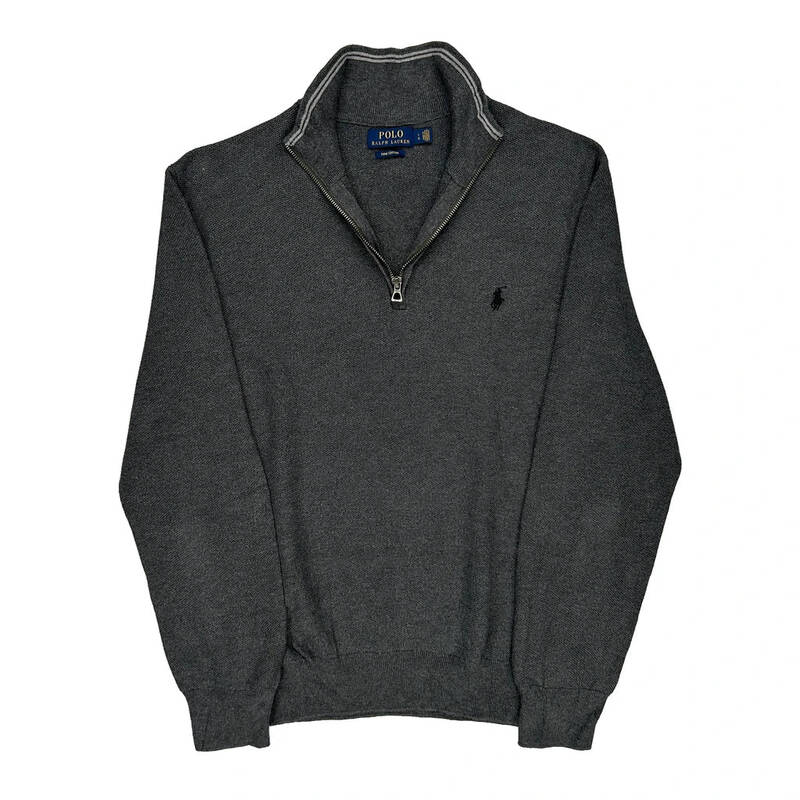 Polo By Ralph Lauren 1/4 Zip - Large Grey Cotton