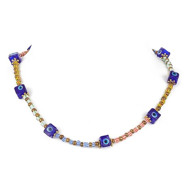 Evil Eye Lampwork & Glass Seed Beaded Necklace for Women