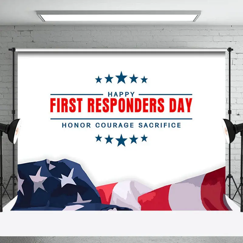 Usa Flag Stars Happy First Responders Day Backdrop