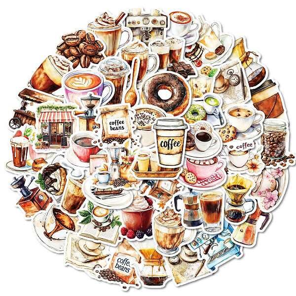 50Pcs Cartoon Coffee Paper Sticker