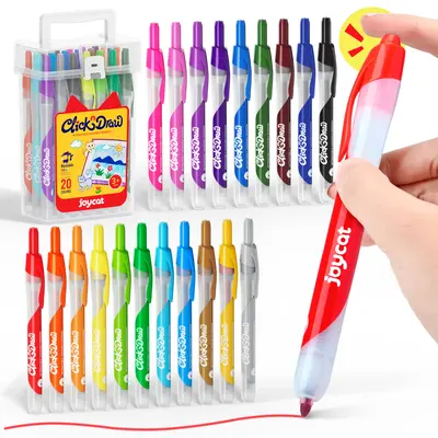 JoyCat Click Washable Markers with Retractable Tips, Ideal Arts and Crafts Supplies, Coloring Markers, Water Color Marker, Id...