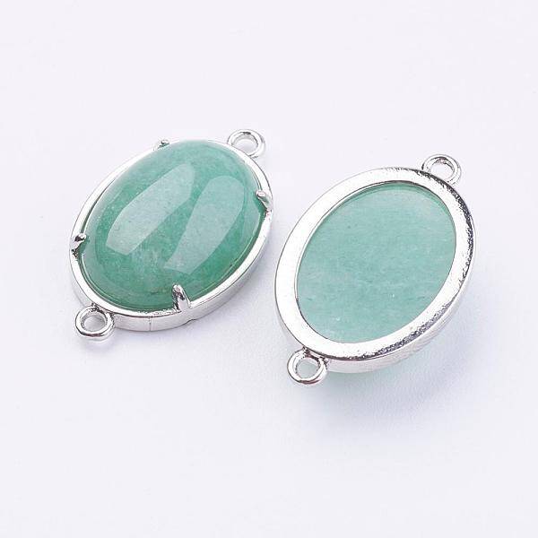 Brass Natural Green Aventurine Links connectors