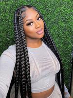36 Inch Long Braided Lace Front Box Braided Wigs for Women, Knotless Braided Wig, Gorgeous Fluffy Wigs with Baby Hair, Synthe...