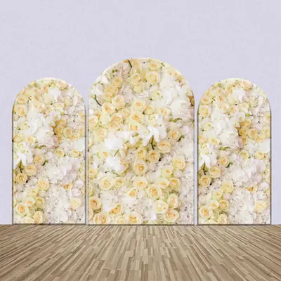 Yellow White Flowers Wedding Party Arch Backdrop Kit - Aperturee