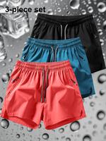 Men's Solid Zipper Pocket Gym Shorts, Regular Fit Casual Comfy Breathable Shorts for Daily Outdoor Wear, Men's Bottoms for Su...