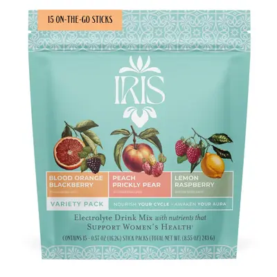 IRIS Variety Pack Hormone Health Electrolyte Drink Mix - 15 On-The-Go Sticks Variety Pack for PCOS Support & Ovarian Function...