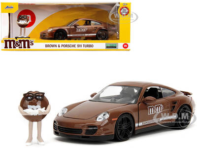 Porsche 911 Turbo Brown and Brown M&M Diecast Figure M&M's Hollywood Rides Series 1/24 Diecast Model Car by Jada