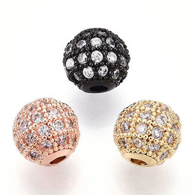 Rack Plating Brass Cubic Zirconia Beads