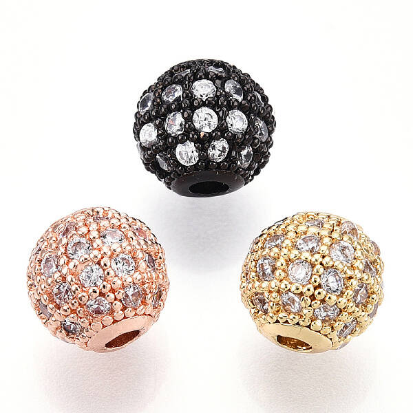 Rack Plating Brass Cubic Zirconia Beads