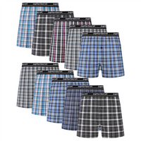 【JupiterSecret】10PCS Men's Underwear Woven Boxers for Men-Elastic Waistband