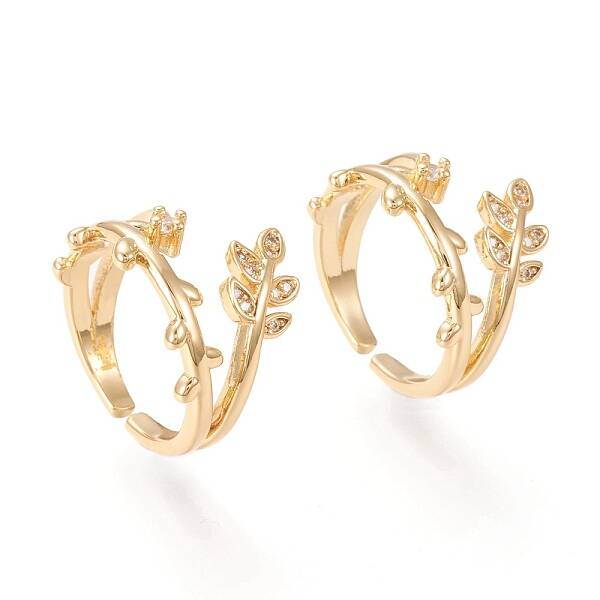 Adjustable Brass Micro Pave Clear Cubic Zirconia Cuff Rings
