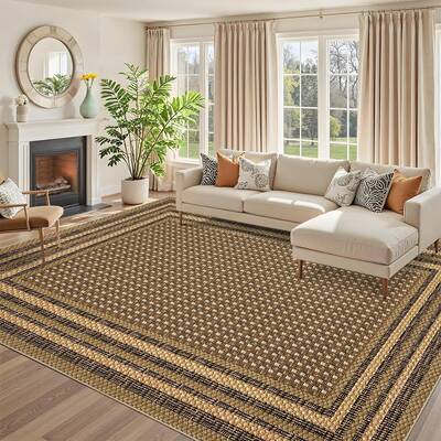 Garvee 10x13 Washable Geometric Area Rug for Living Room, Extra Large Soft Non Slip Bedroom Carpet, Low Pile Stain Resistant ...