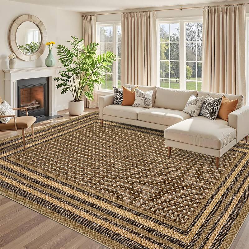 Garvee 10x13 Washable Geometric Area Rug for Living Room, Extra Large Soft Non Slip Bedroom Carpet, Low Pile Stain Resistant ...