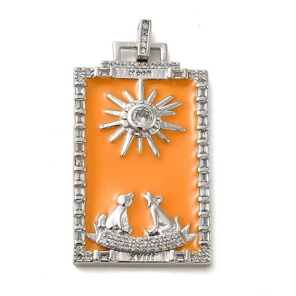 Brass Micro Pave Cubic Zirconia Pendants with Enamel