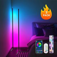Colorful RGB Music Sync LED Corner Light, Modern Standing Atmosphere Light, Smart APP & Remote Control Ambient Light For Home...
