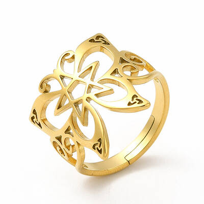 Ion Plating(IP) 304 Stainless Steel Butterfly with Star Adjustable Ring for Women