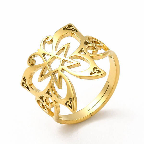 Ion Plating(IP) 304 Stainless Steel Butterfly with Star Adjustable Ring for Women