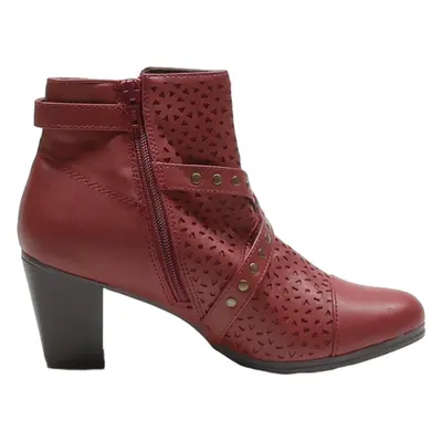 RIALTO Ankle Boots Red Leather Womens UK 5.5