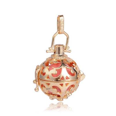 Golden Plated Brass Hollow Round Cage Pendants