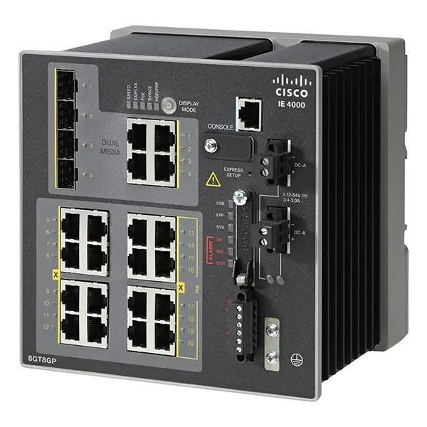 Cisco IE40008GT8GP4GE-RF | Industrial Ethernet 4000 Series 8 x Ports 10/100/1000Base-T + 8 x Ports PoE+ 10/100/1000Base-T + 4...