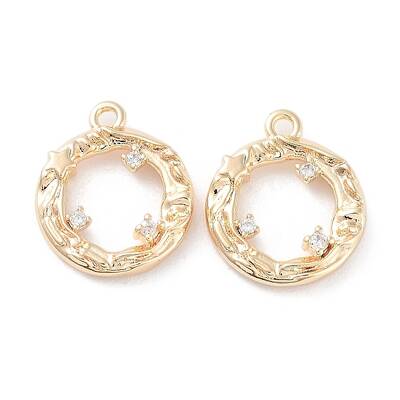Brass Micro Pave Clear Cubic Zirconia Charms