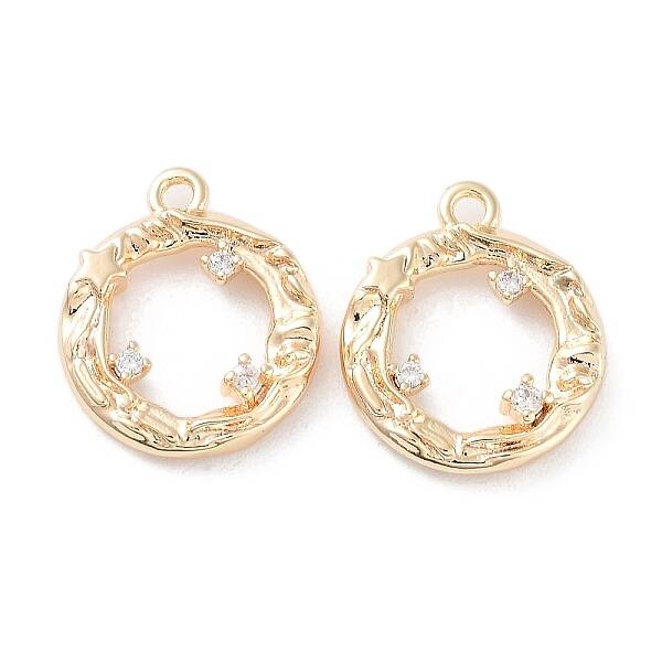 Brass Micro Pave Clear Cubic Zirconia Charms