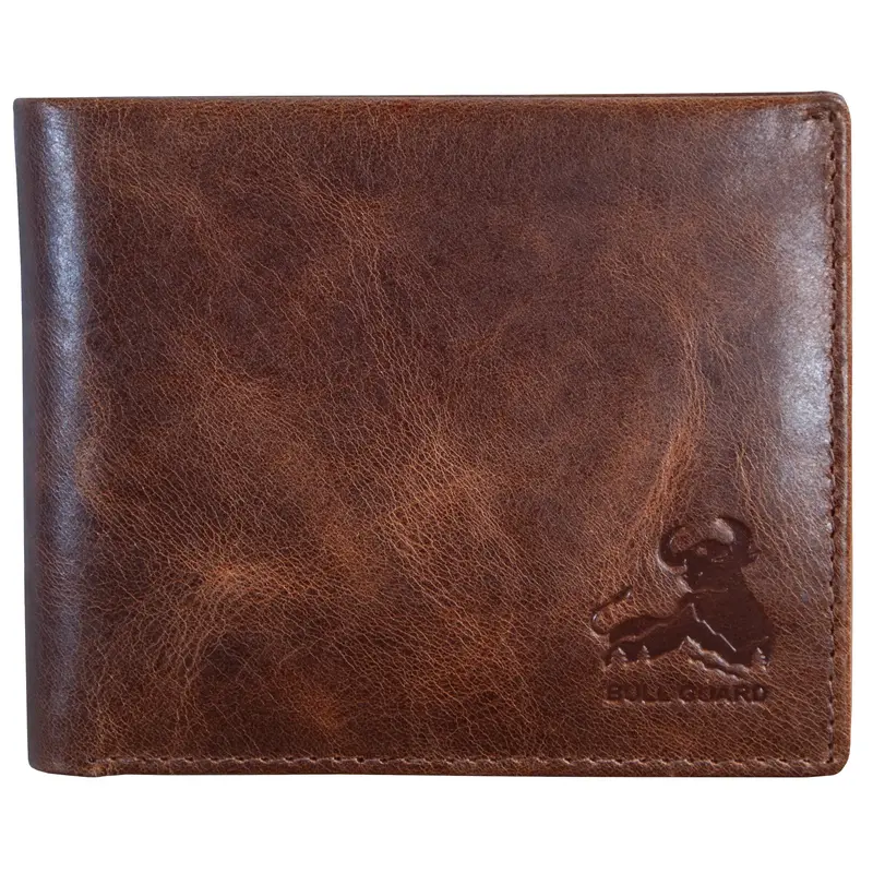 BULL GUARD Mens RFID Blocking Bifold Wallet Soft Genuine Leather Brown Western | Secure and Durable Extra Capacity Billfold-1...