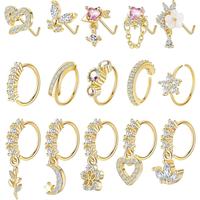 15PCS 20G 316L Stainless Steel Dangle Nose Rings Hoop for Women L Shape Nose Stud CZ Heart Flower Butterfly Nose Rings Pierci...