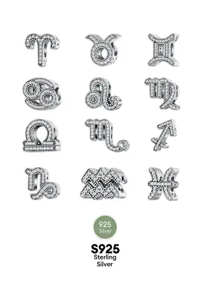 S925 Sterling Silver Artificial Zircon Decorative Pendant, 1 Count Constellation Design Charm for Women & Girls, Fashionable ...