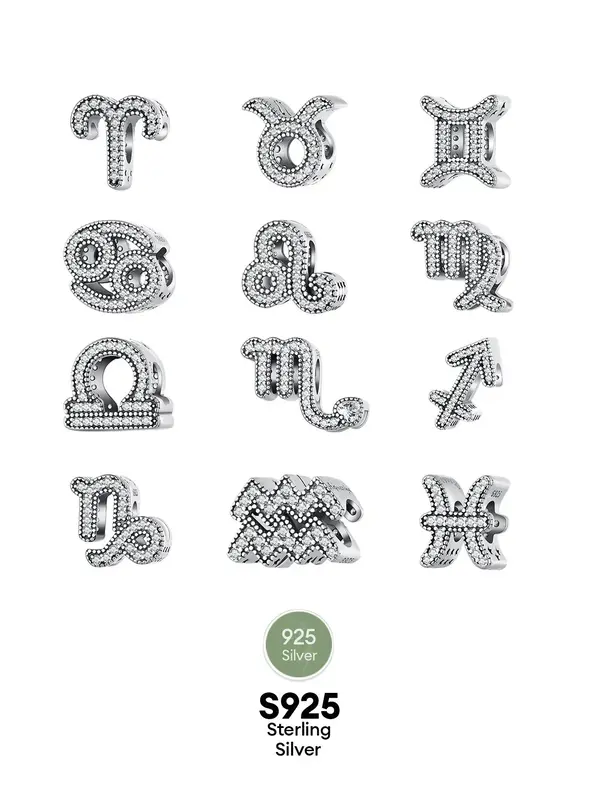 S925 Sterling Silver Artificial Zircon Decorative Pendant, 1 Count Constellation Design Charm for Women & Girls, Fashionable ...