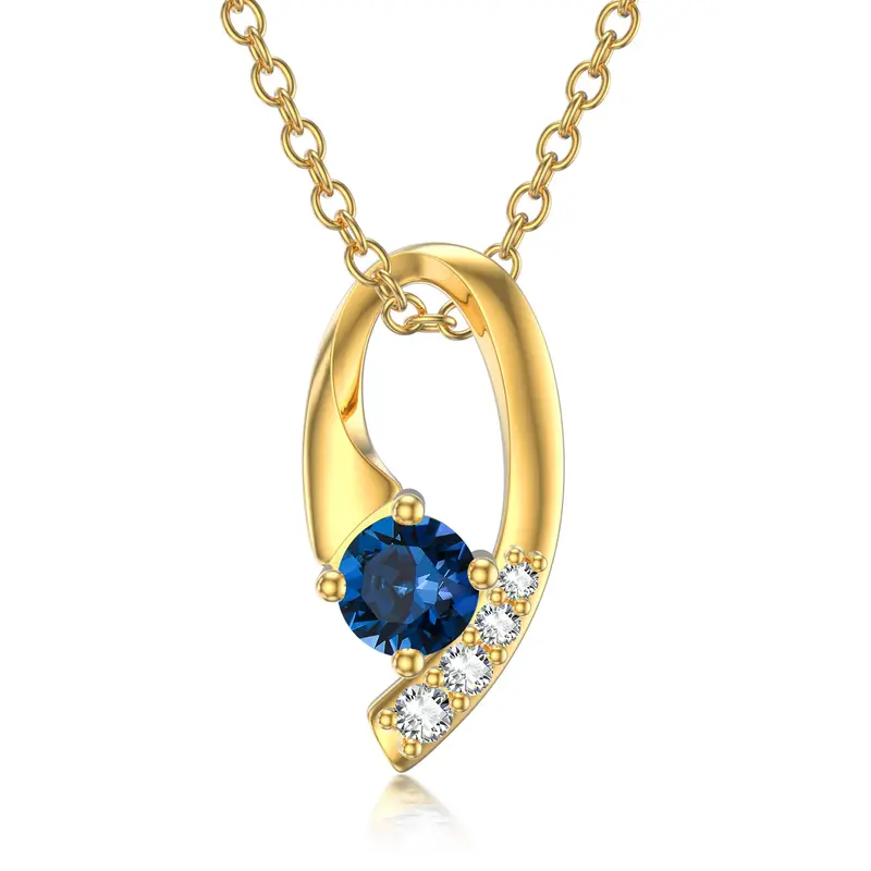 14K Gold Cubic Zirconia Pendant Necklace