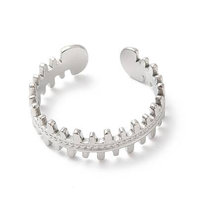 Non-Tarnish 304 Stainless Steel Zipper Shape Open Cuff Ring for Women