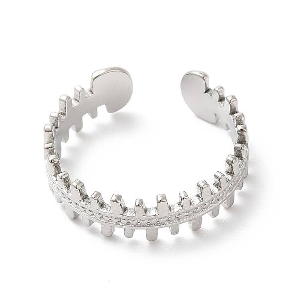 Non-Tarnish 304 Stainless Steel Zipper Shape Open Cuff Ring for Women