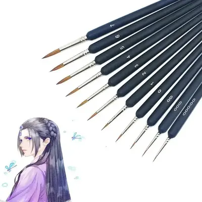 11pcs Micro Detail Paint Brush Set, For Gouache Watercolor Painting And Petroglyphs