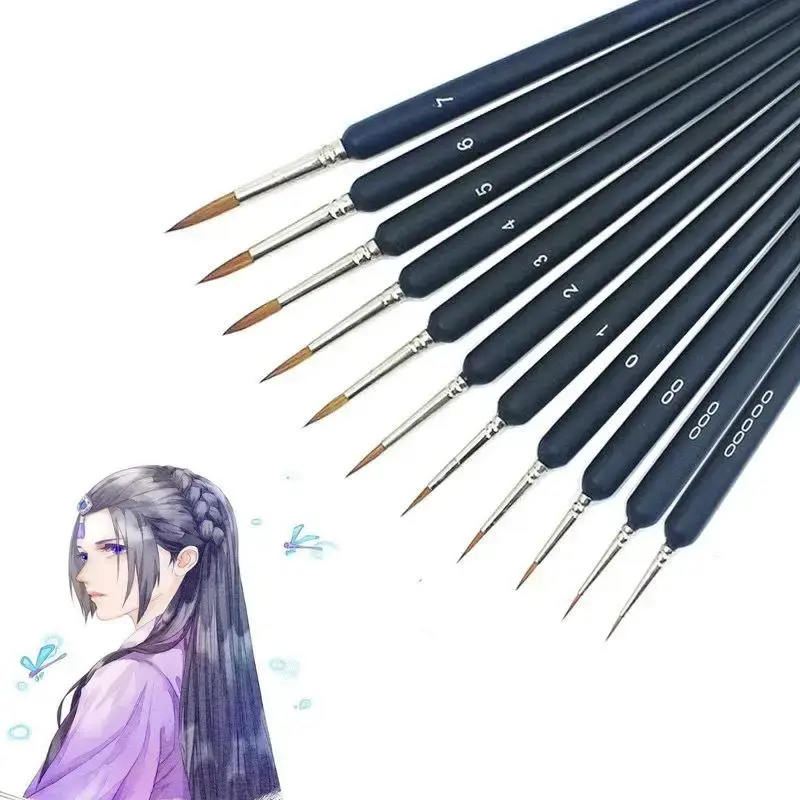 11pcs Micro Detail Paint Brush Set, For Gouache Watercolor Painting And Petroglyphs