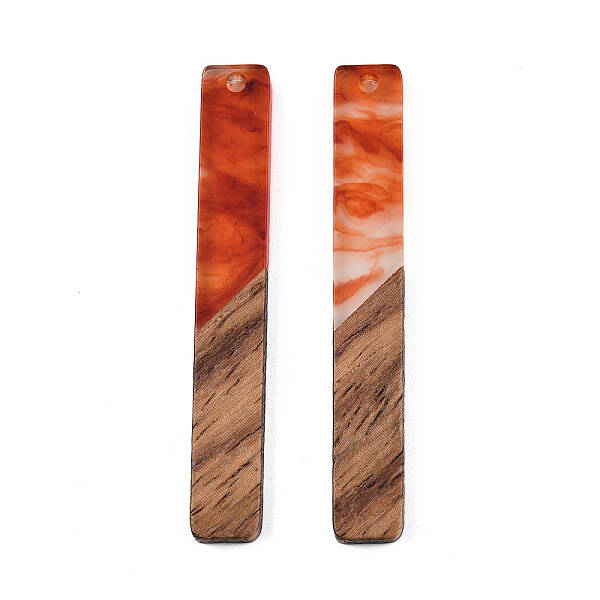 Opaque Resin & Walnut Wood Big Pendants