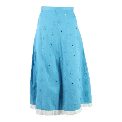 Womens A-Line Skirt Blue Long Floral S