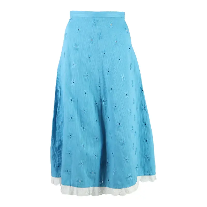 Womens A-Line Skirt Blue Long Floral S