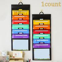 Wall Mounted File Organizer, 1 Count Hanging File Holder with 6 Detachable Pockets, File Storage Pocket Chart for Home, Schoo...