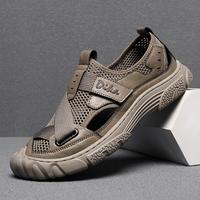 Outdoor sandals, fashionable mesh ultra fiber casual men's shoes, one foot lazy shoes, beach shoes