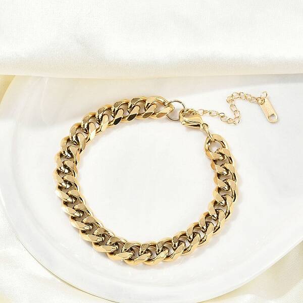 304 Stainless Steel Cuban Link Chain Bracelets for Women Men