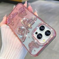 For iPhone 16 Pro Max Plus 15 14 13 12 11 Luxury 3D Butterfly Cute Diamond Glitter Bling Sparkle Case