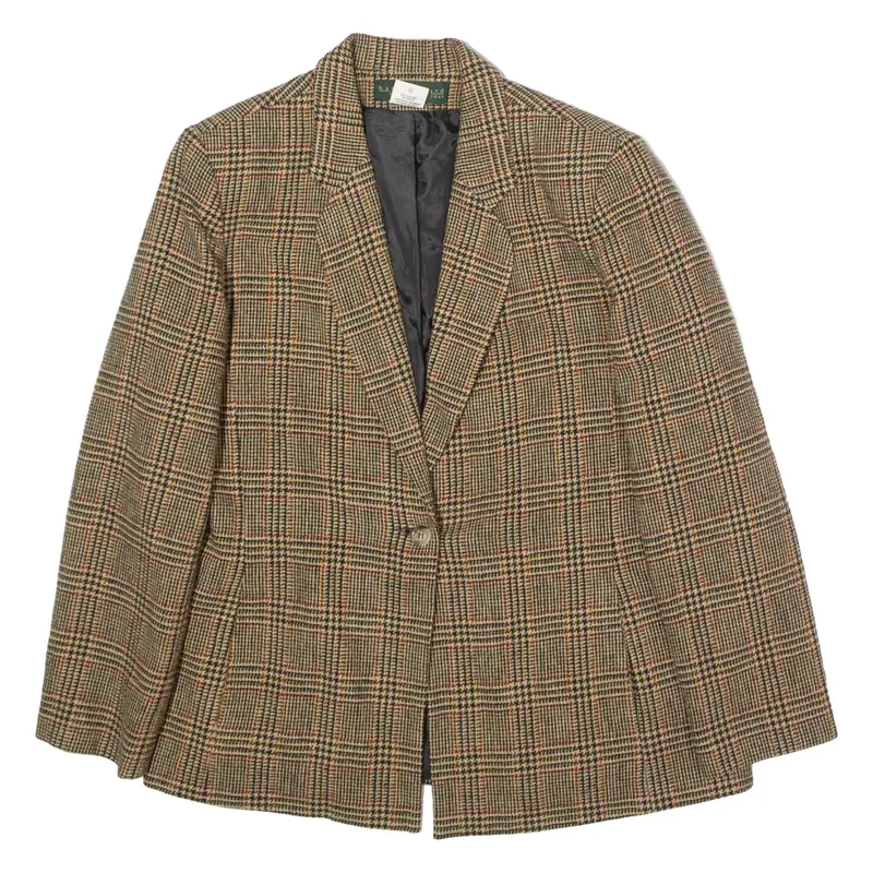 HARVE BENARD Womens Blazer Jacket Brown Wool Houndstooth UK 16