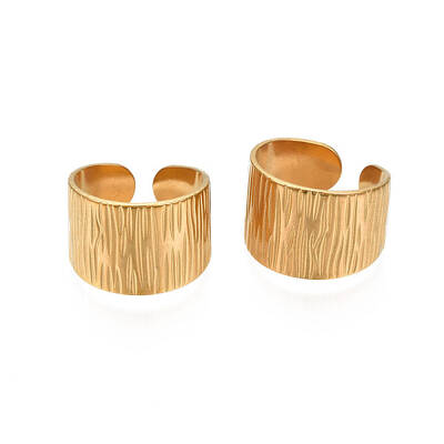 Ion Plating(IP) 304 Stainless Steel Texture Open Cuff Ring