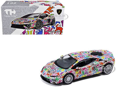 Lamborghini Temerario Keith Haring Livery White with Graphics 1/64 Diecast Model Car by Trends Hobby